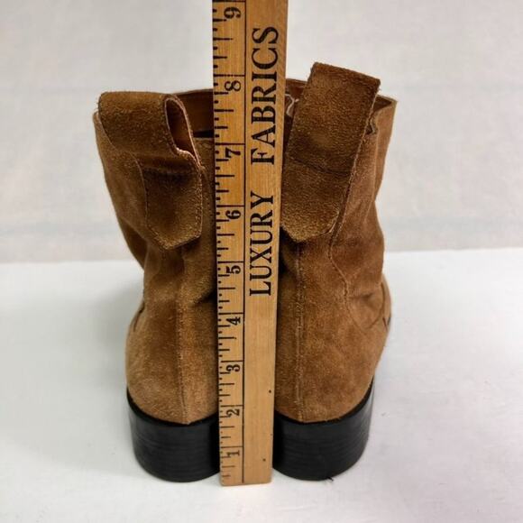 ZARA TRF SUEDE Booties 38 Camel Brown Ankle Side Zip Closure Western Rodeo Boho - Picture 4 of 14